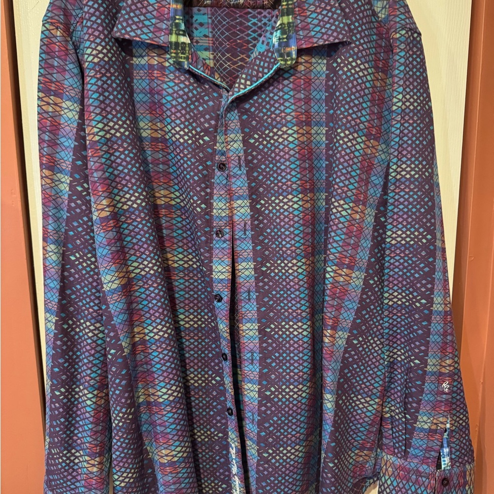 Robert Graham Purple and Blue Geometric Shirt